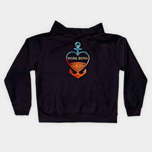 Bora Bora Beach, French Polynesia, Sandy Heart Ship Anchor Kids Hoodie